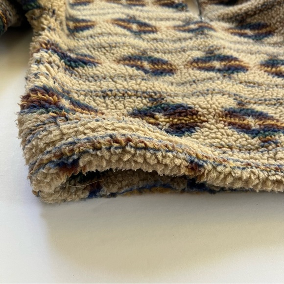 BKE Women’s Medium Colorful Aztec Pattern Tan Sherpa Wubby Quarter Zip Pullover - Picture 15 of 16